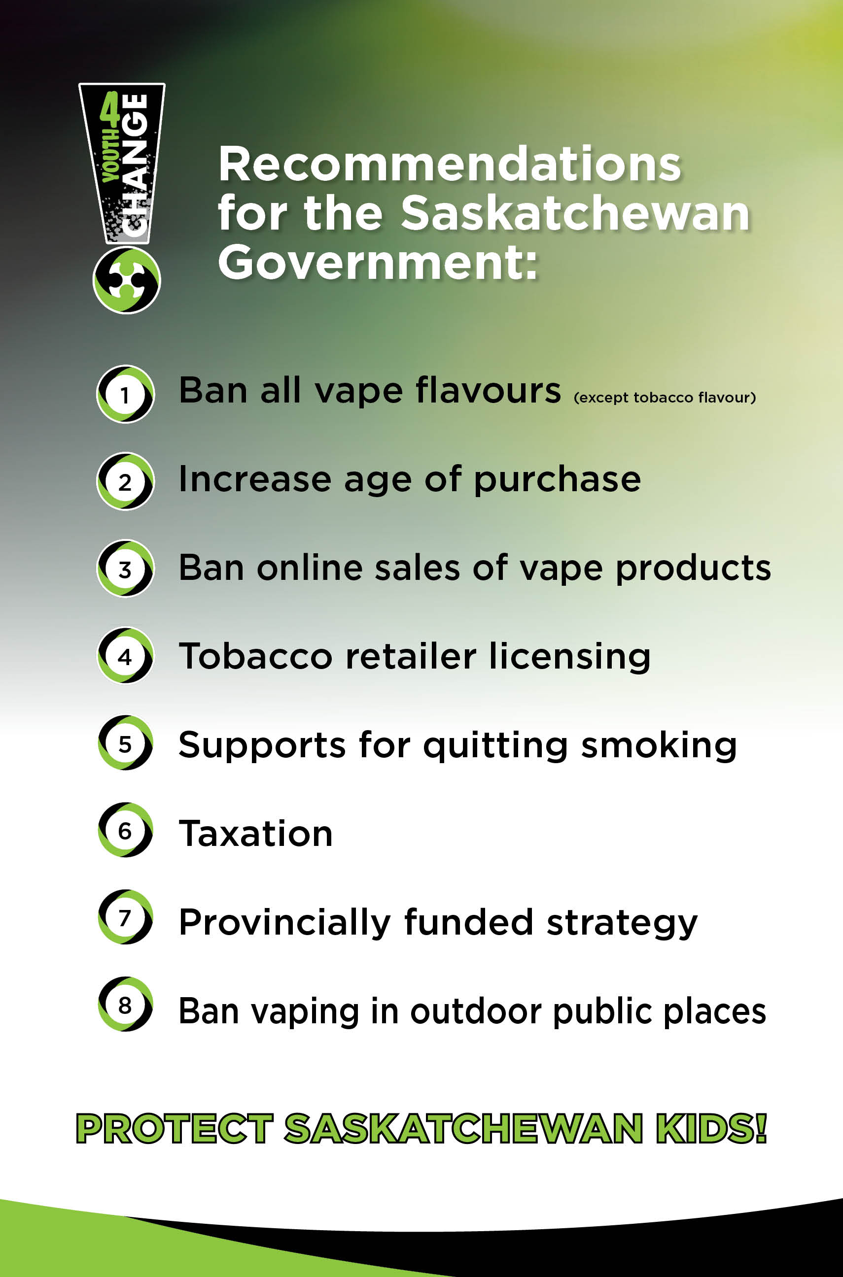 Eight Recommendations to Saskatchewan Government